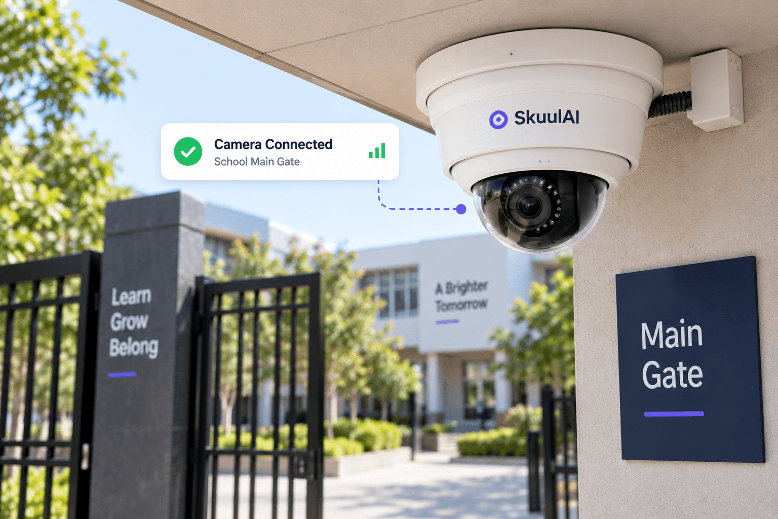 Connect existing CCTV or IP camera covering school gate