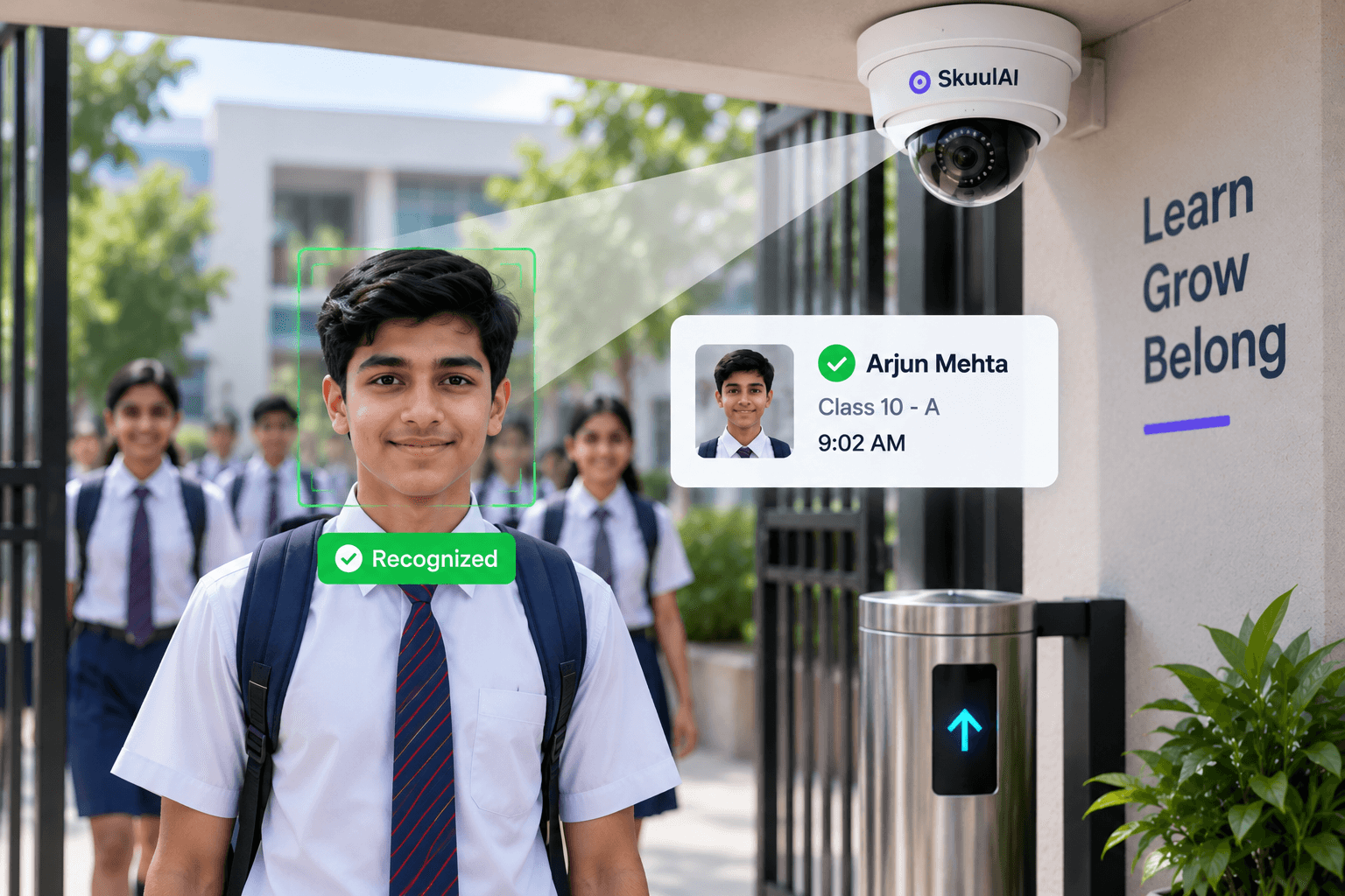 AI camera recognizing student and marking automated attendance